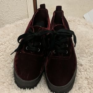H&M Maroon Velvet Platform Tennis Shoes